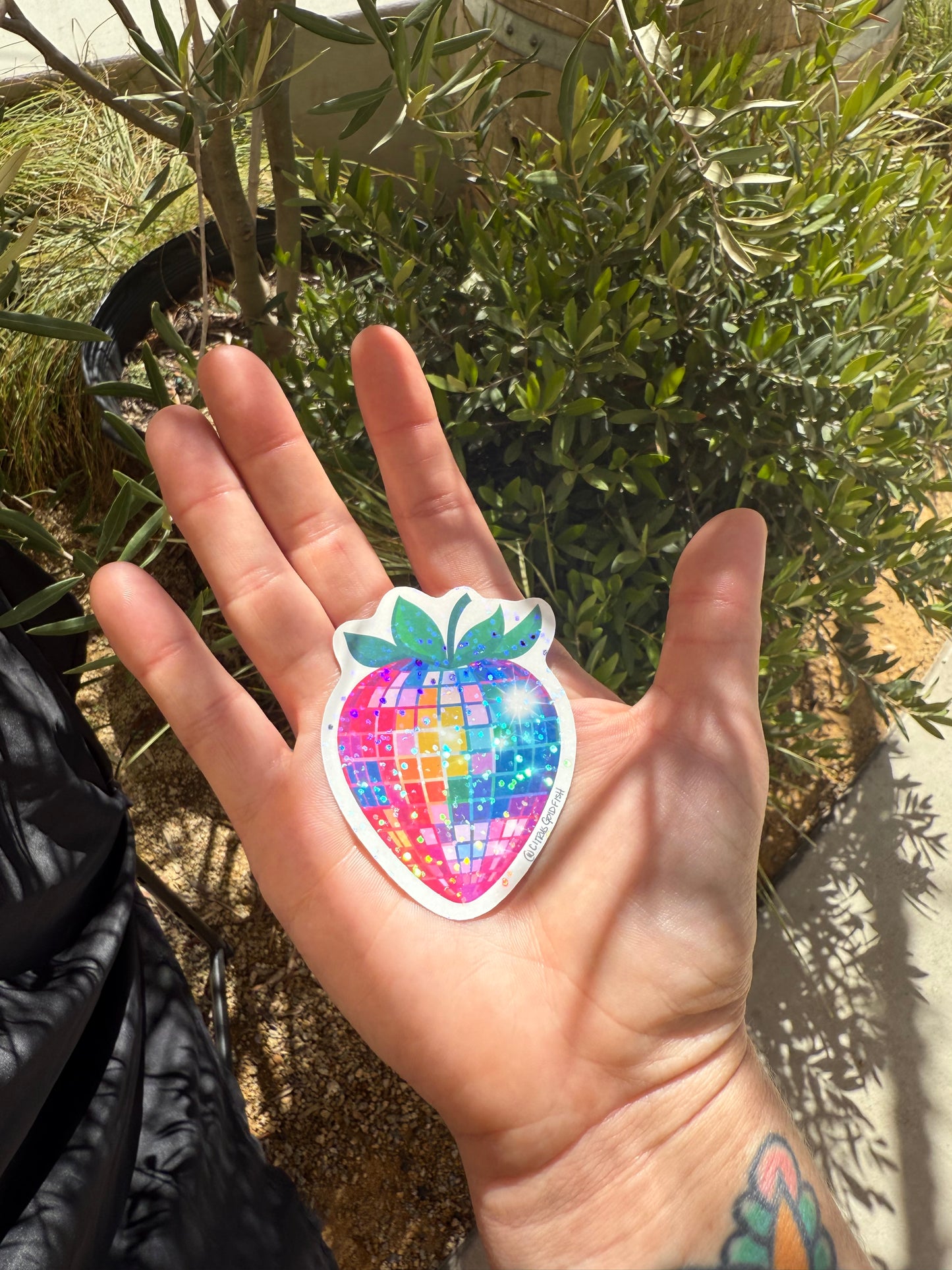 Strawberry Disco 3” vinyl sticker with glitter option