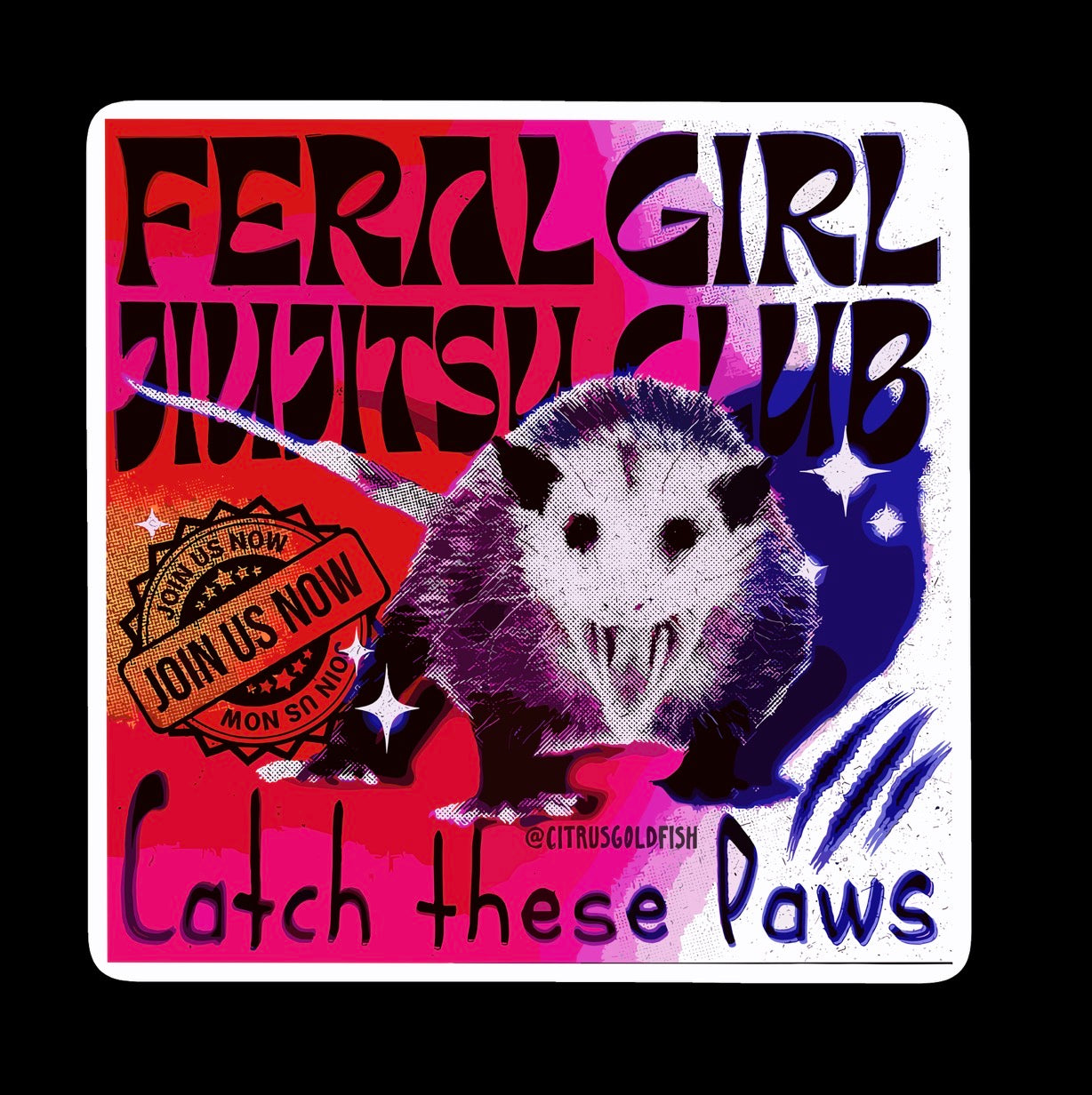Feral Girl Jiu-Jitsu Club vinyl sticker 3”