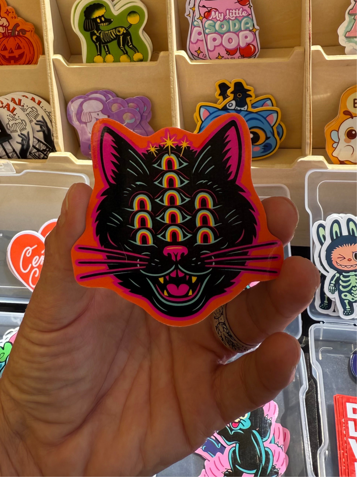 Retro black Cat 3” vinyl sticker