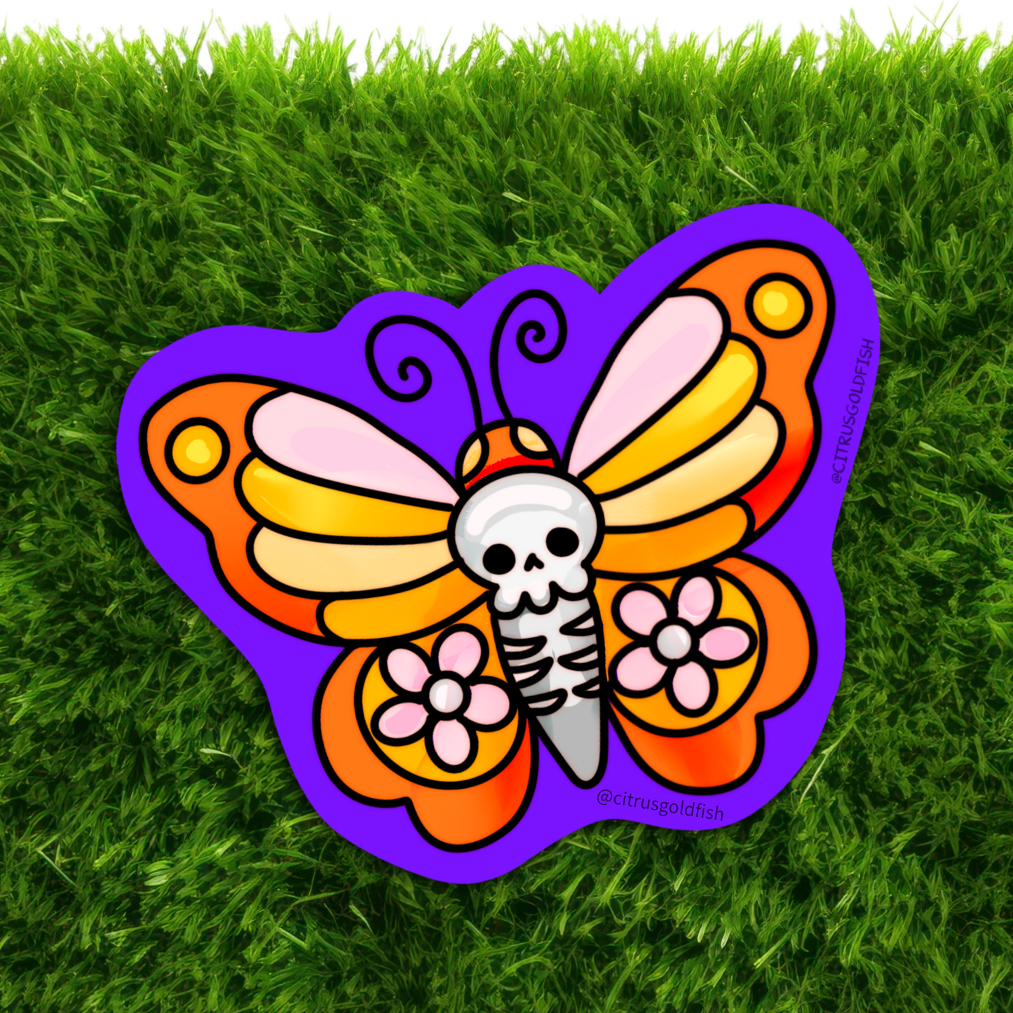 Kawaii Death's-head hawkmoth-3" vinyl sticker