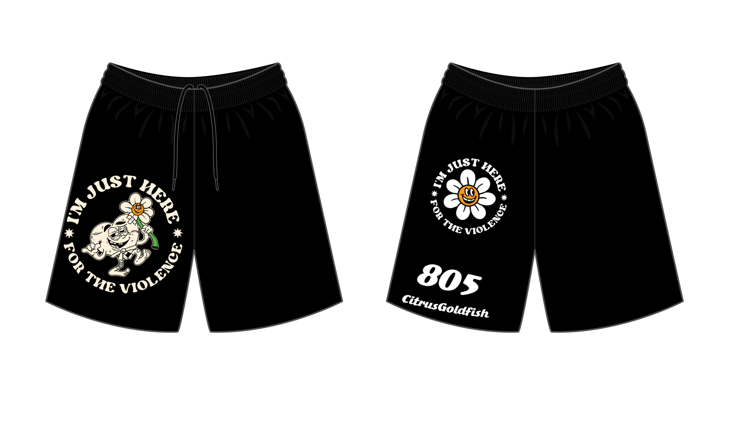 PRE-ORDER: IM JUST HERE FOR THE VIOLENCE NOGI shorts (red or black)