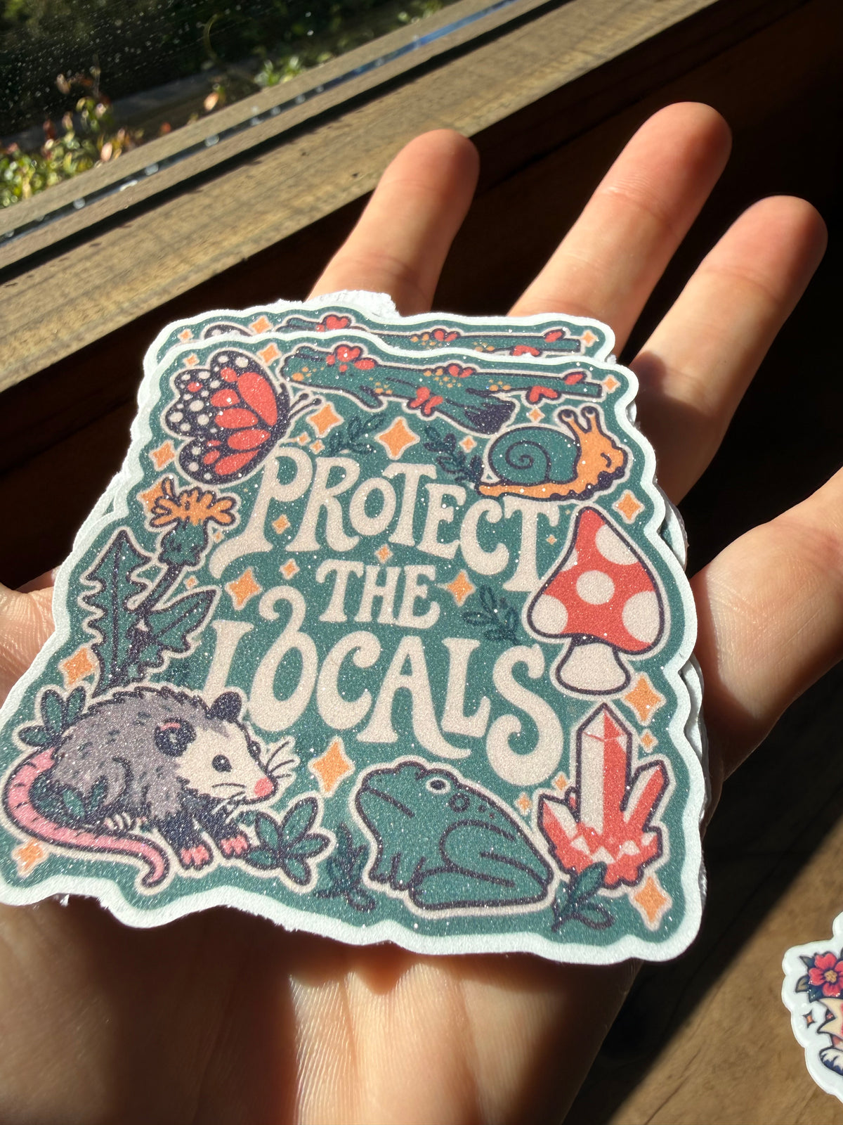 Protect the Locals-3”glitter vinyl sticker