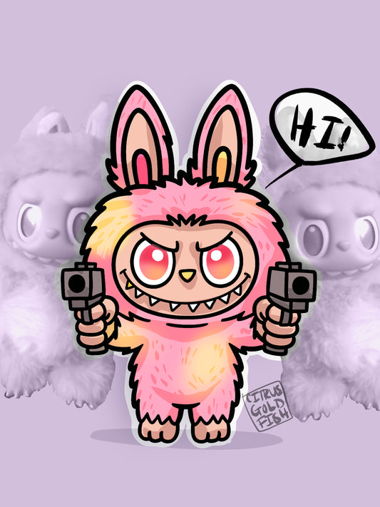 Trigger Happy Labubu 3” vinyl sticker