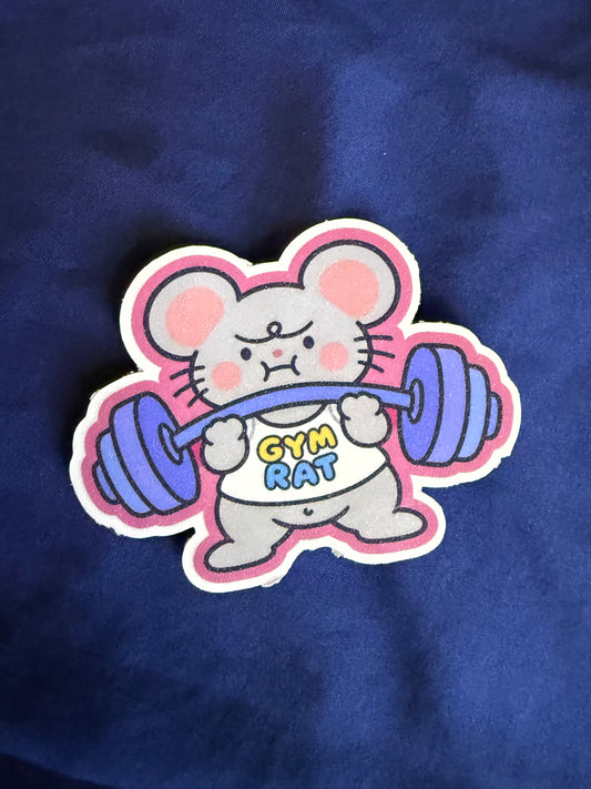 Gym Rat glitter vinyl sticker 3 inches