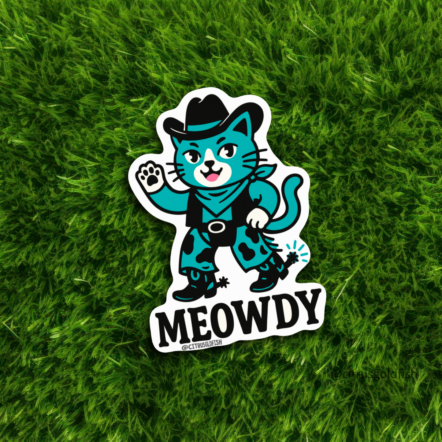 Meowdy Cat Cowboy ! 3"vinyl sticker