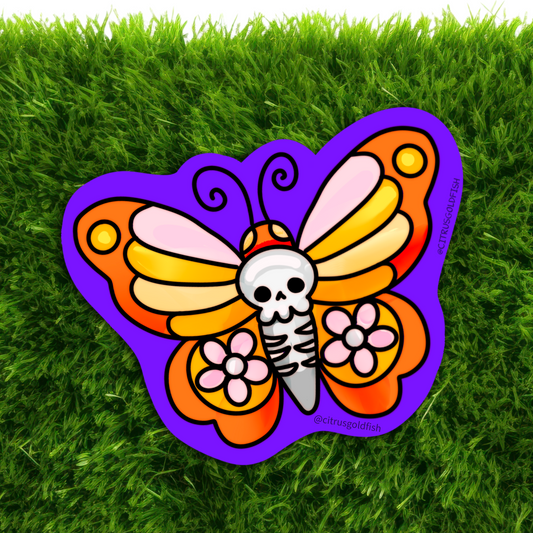 Kawaii Death's-head hawkmoth-3" vinyl sticker
