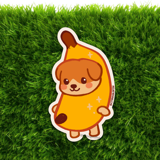 Koa the Banana Dog, 3" vinyl sticker
