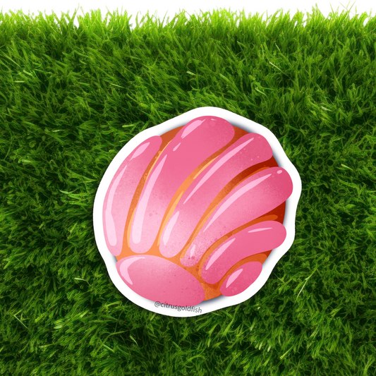 Pink Concha kawaii pastry! 3" vinyl sticker