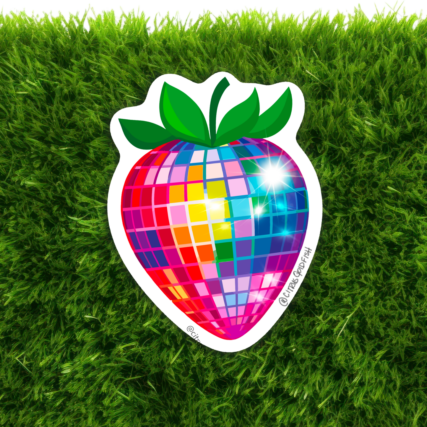 Strawberry Disco 3” vinyl sticker with glitter option