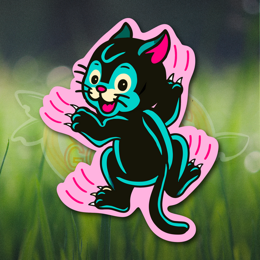 Cute Black Cat Vinyl Sticker 3"